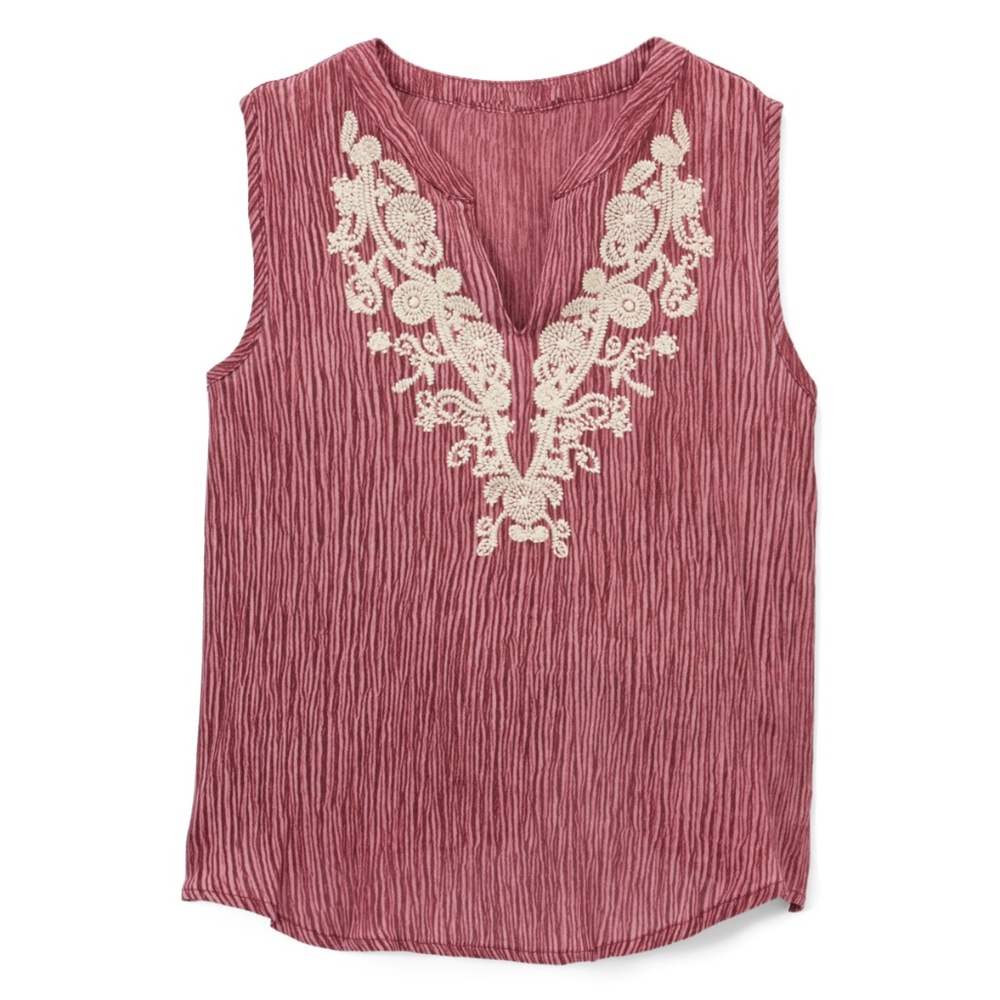 Tea n Rose Girls "Burgundy Embroidered Top"